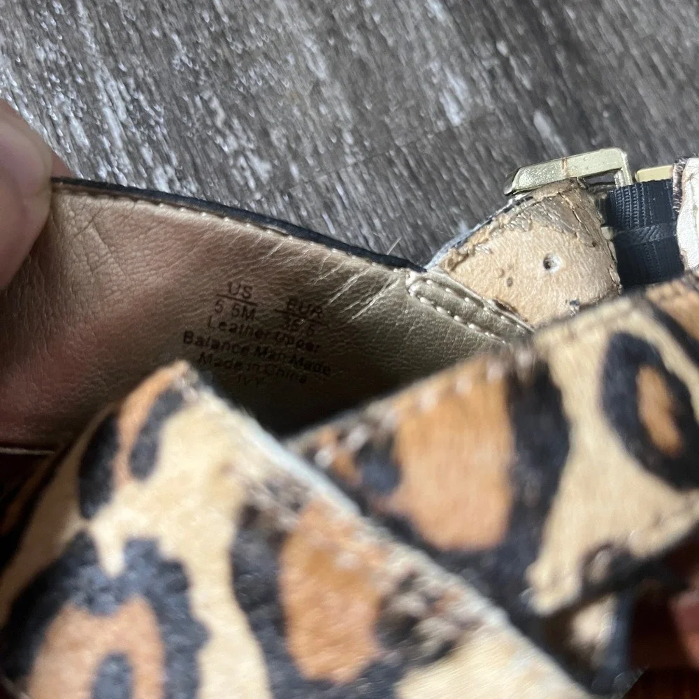 Sam Edelman Leopard Print Calf Hair Block Heel Sandals‎ Size 5.5 M